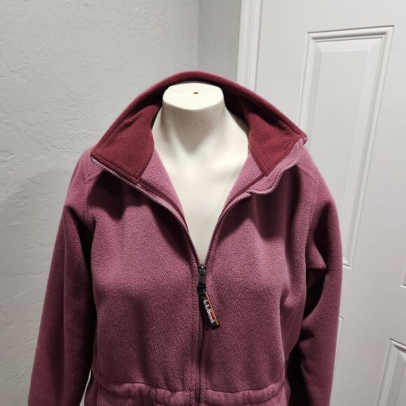 L.L. Bean Fleece Full Zip Up Anorak Jacket Mauve Womens SZ Small Winter Gorpcore - Picture 4 of 7